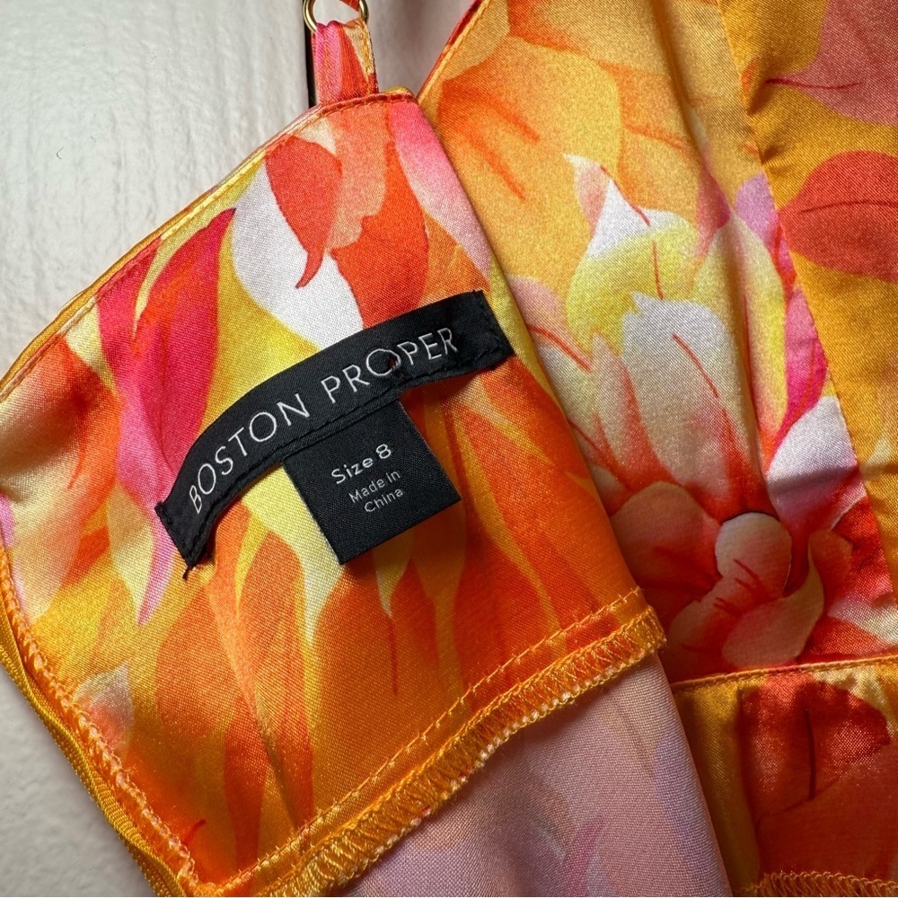 Boston Proper La Dolce Vita Floral Charmeuse Maxi Dress Size 8 - Picture 2 of 8